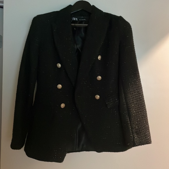 NWT Zara black with sparkle blazer, size small new with tags - Picture 4 of 12